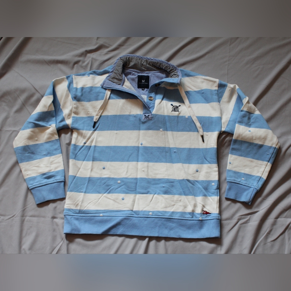 Crew Clothing Company Blue and Cream Striped Pullover